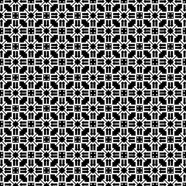 Patrón abstracto sin costuras en blanco y negro Fondo y telón de fondo Diseño ornamental en escala de grises Adornos de mosaico Ilustración gráfica vectorial EPS10