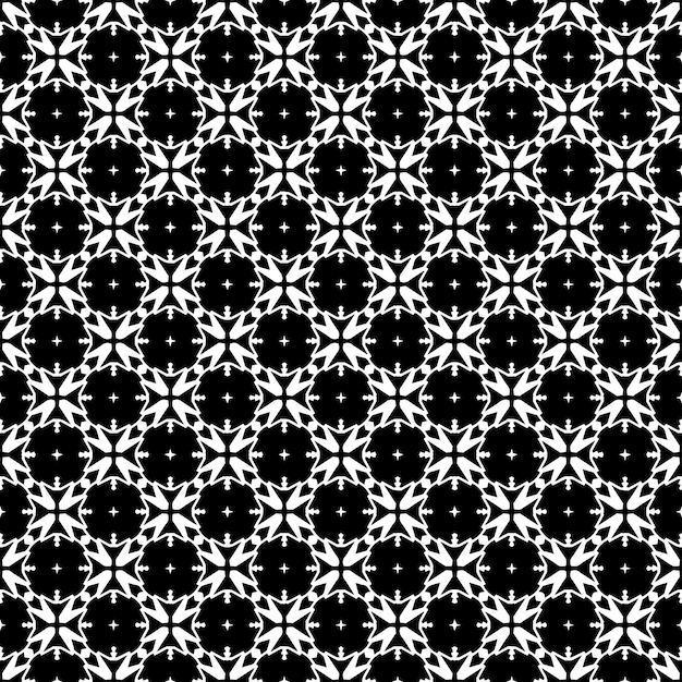 Patrón abstracto sin costuras en blanco y negro Fondo y telón de fondo Diseño ornamental en escala de grises Adornos de mosaico Ilustración gráfica vectorial EPS10