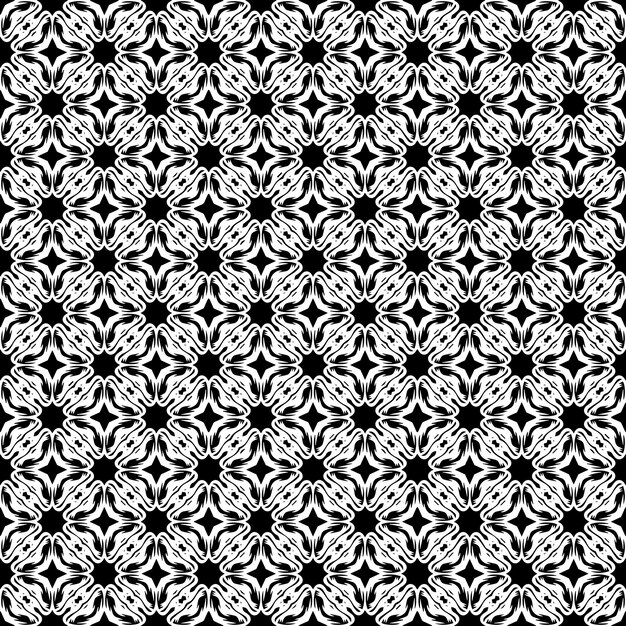 Patrón abstracto sin costuras en blanco y negro Fondo y telón de fondo Diseño ornamental en escala de grises Adornos de mosaico Ilustración gráfica vectorial EPS10