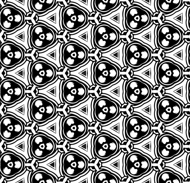 Patrón abstracto sin costuras en blanco y negro Fondo y telón de fondo Diseño ornamental en escala de grises Adornos de mosaico Ilustración gráfica vectorial EPS10