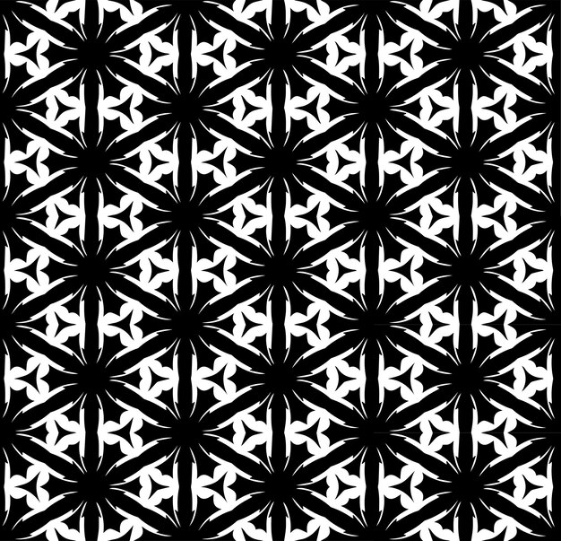 Patrón abstracto sin costuras en blanco y negro Fondo y telón de fondo Diseño ornamental en escala de grises Adornos de mosaico Ilustración gráfica vectorial EPS10