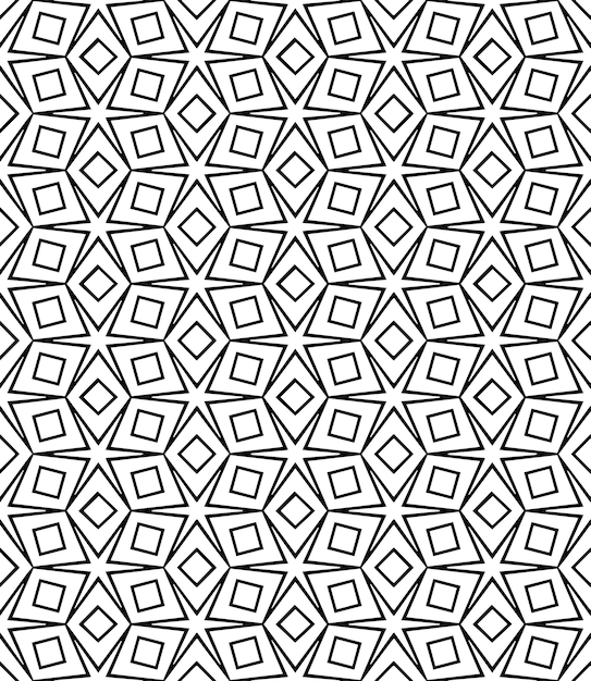 Patrón abstracto sin costuras en blanco y negro Fondo y telón de fondo Diseño ornamental en escala de grises Adornos de mosaico Ilustración gráfica vectorial EPS10