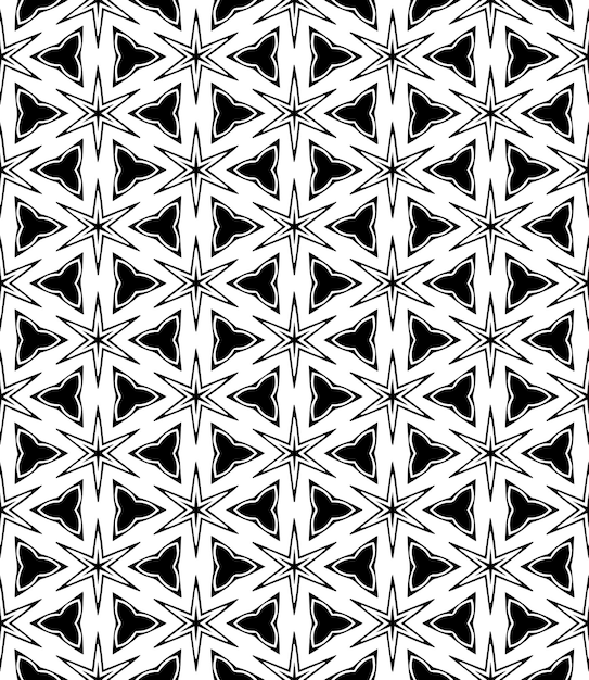 Patrón abstracto sin costuras en blanco y negro Fondo y telón de fondo Diseño ornamental en escala de grises Adornos de mosaico Ilustración gráfica vectorial EPS10