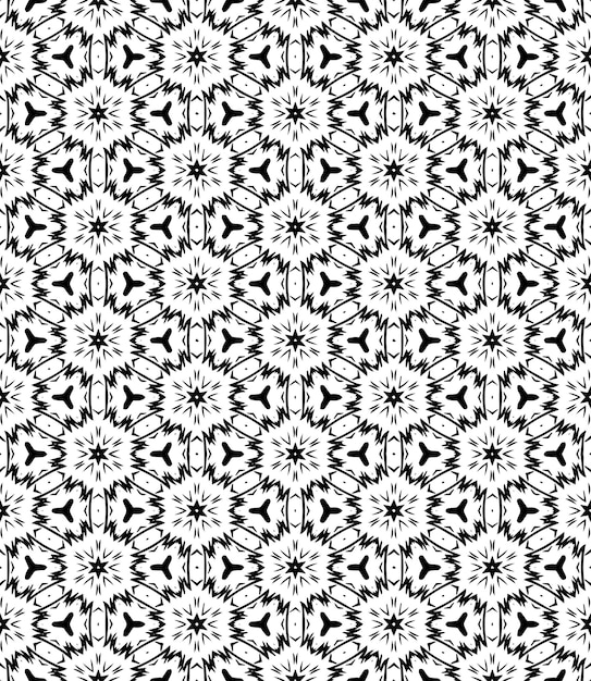 Patrón abstracto sin costuras en blanco y negro Fondo y telón de fondo Diseño ornamental en escala de grises Adornos de mosaico Ilustración gráfica vectorial EPS10