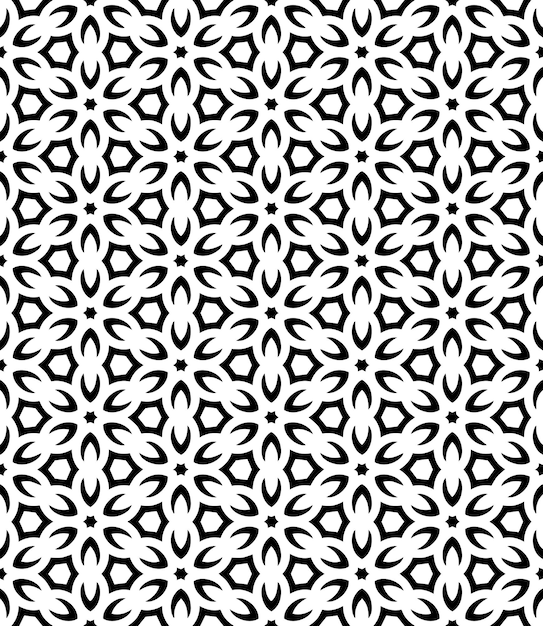 Patrón abstracto sin costuras en blanco y negro Fondo y telón de fondo Diseño ornamental en escala de grises Adornos de mosaico Ilustración gráfica vectorial EPS10