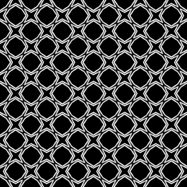 Patrón abstracto sin costuras en blanco y negro Fondo y telón de fondo Diseño ornamental en escala de grises Adornos de mosaico Ilustración gráfica vectorial EPS10
