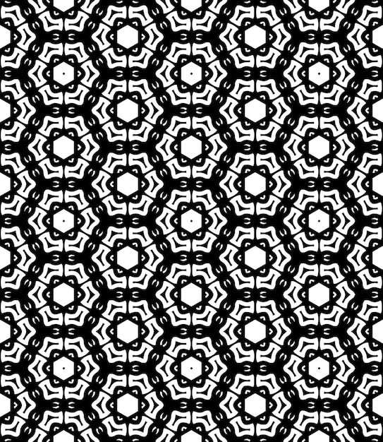 Patrón abstracto sin costuras en blanco y negro Fondo y telón de fondo Diseño ornamental en escala de grises Adornos de mosaico Ilustración gráfica vectorial EPS10