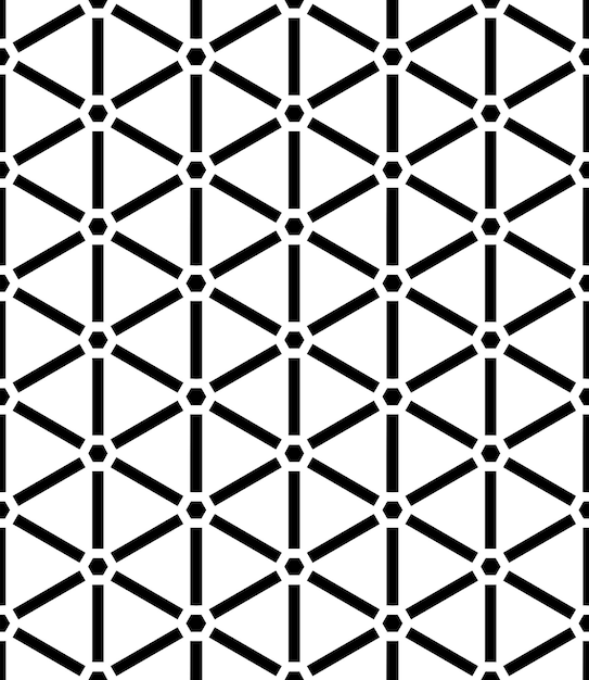Patrón abstracto sin costuras en blanco y negro Fondo y telón de fondo Diseño ornamental en escala de grises Adornos de mosaico Ilustración gráfica vectorial EPS10