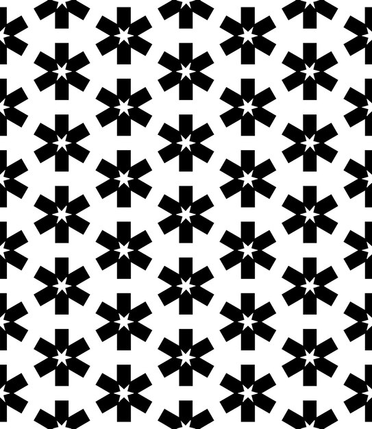 Patrón abstracto sin costuras en blanco y negro Fondo y telón de fondo Diseño ornamental en escala de grises Adornos de mosaico Ilustración gráfica vectorial EPS10