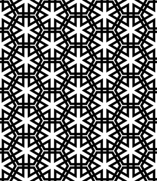 Patrón abstracto sin costuras en blanco y negro Fondo y telón de fondo Diseño ornamental en escala de grises Adornos de mosaico Ilustración gráfica vectorial EPS10