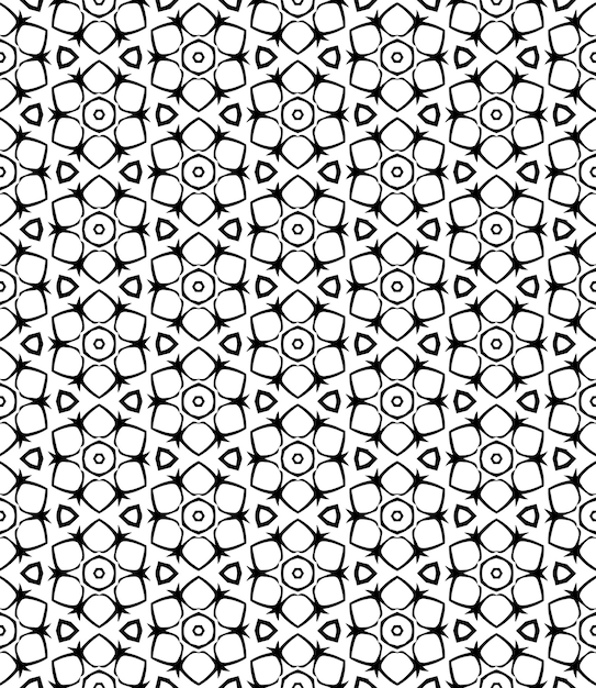 Patrón abstracto sin costuras en blanco y negro Fondo y telón de fondo Diseño ornamental en escala de grises Adornos de mosaico Ilustración gráfica vectorial EPS10