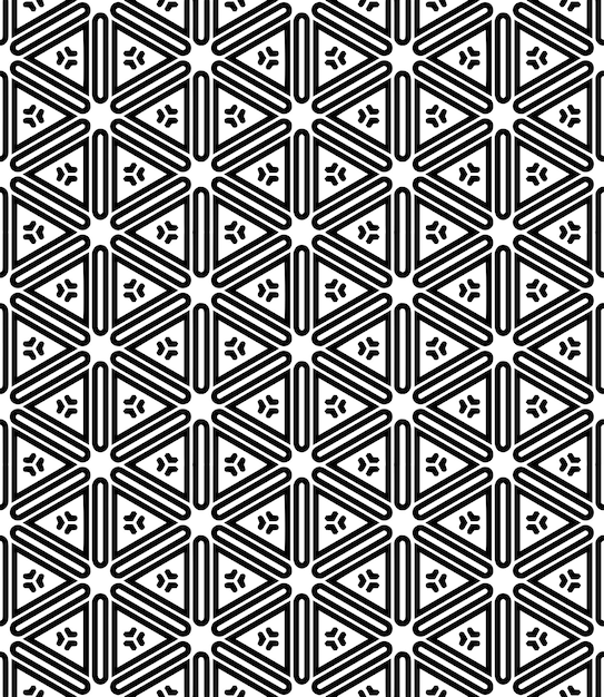 Patrón abstracto sin costuras en blanco y negro Fondo y telón de fondo Diseño ornamental en escala de grises Adornos de mosaico Ilustración gráfica vectorial EPS10