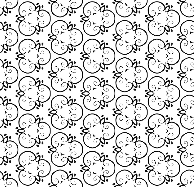 Patrón abstracto sin costuras en blanco y negro Fondo y telón de fondo Diseño ornamental en escala de grises Adornos de mosaico Ilustración gráfica vectorial EPS10