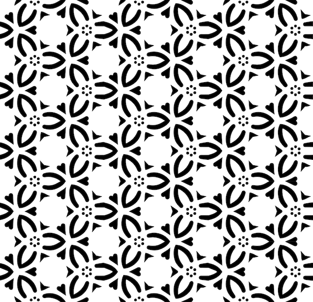 Patrón abstracto sin costuras en blanco y negro Fondo y telón de fondo Diseño ornamental en escala de grises Adornos de mosaico Ilustración gráfica vectorial EPS10