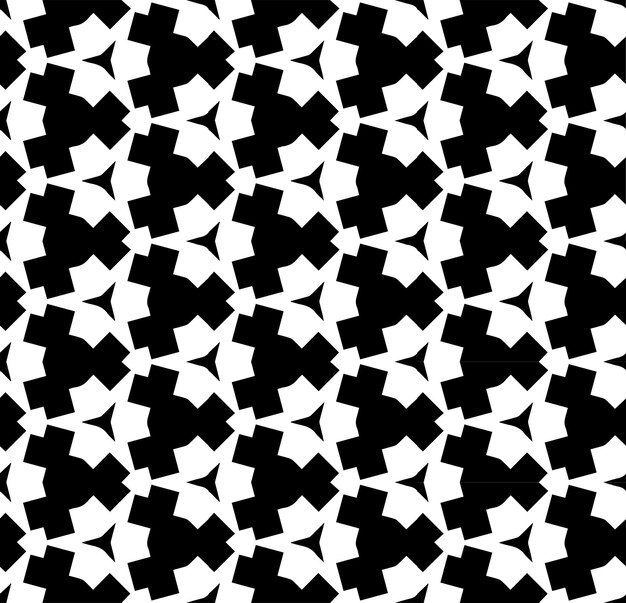 Patrón abstracto sin costuras en blanco y negro Fondo y telón de fondo Diseño ornamental en escala de grises Adornos de mosaico Ilustración gráfica vectorial EPS10
