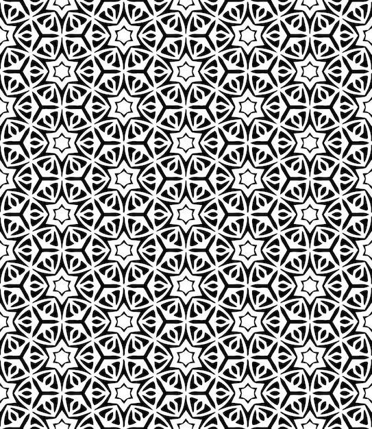 Patrón abstracto sin costuras en blanco y negro Fondo y telón de fondo Diseño ornamental en escala de grises Adornos de mosaico Ilustración gráfica vectorial EPS10