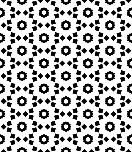 Patrón abstracto sin costuras en blanco y negro Fondo y telón de fondo Diseño ornamental en escala de grises Adornos de mosaico Ilustración gráfica vectorial EPS10