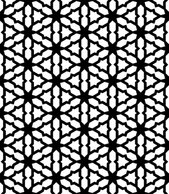 Patrón abstracto sin costuras en blanco y negro Fondo y telón de fondo Diseño ornamental en escala de grises Adornos de mosaico Ilustración gráfica vectorial EPS10