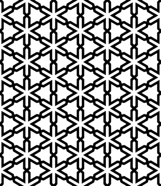 Patrón abstracto sin costuras en blanco y negro Fondo y telón de fondo Diseño ornamental en escala de grises Adornos de mosaico Ilustración gráfica vectorial EPS10