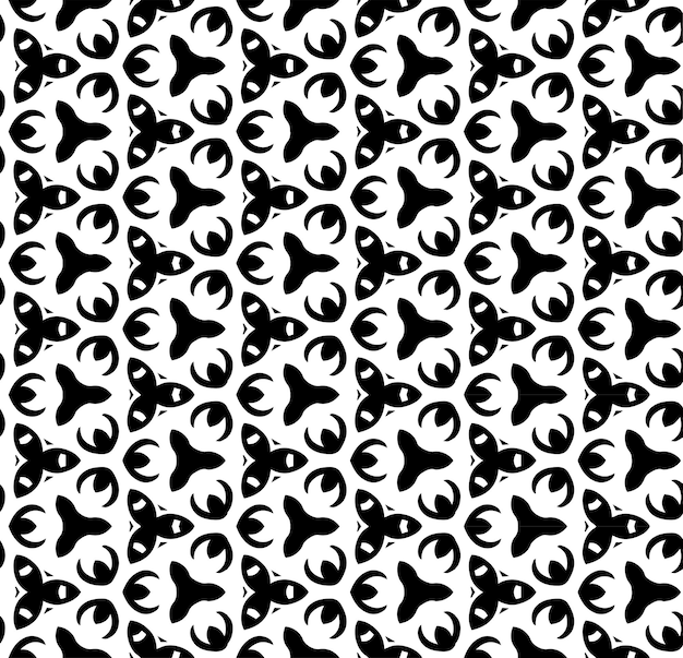 Patrón abstracto sin costuras en blanco y negro Fondo y telón de fondo Diseño ornamental en escala de grises Adornos de mosaico Ilustración gráfica vectorial