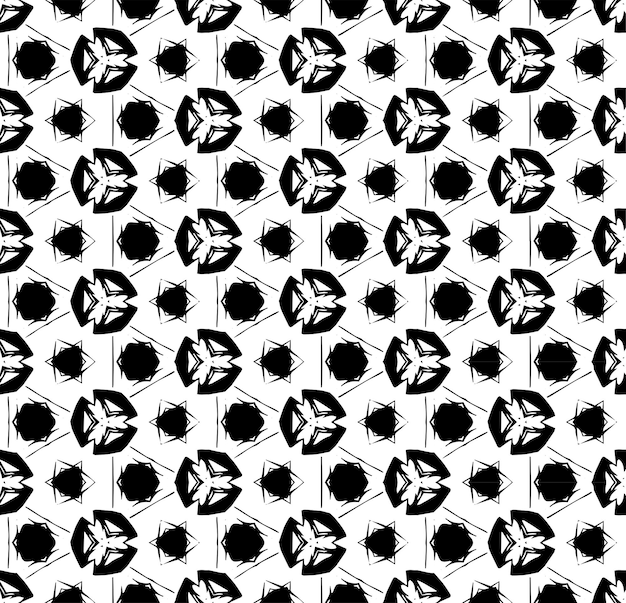 Patrón abstracto sin costuras en blanco y negro Fondo y telón de fondo Diseño ornamental en escala de grises Adornos de mosaico Ilustración gráfica vectorial