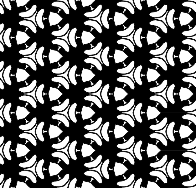Patrón abstracto sin costuras en blanco y negro Fondo y telón de fondo Diseño ornamental en escala de grises Adornos de mosaico Ilustración gráfica vectorial