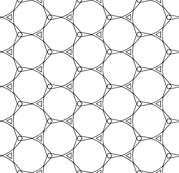 Patrón abstracto sin costuras en blanco y negro Fondo y telón de fondo Diseño ornamental en escala de grises Adornos de mosaico Ilustración gráfica vectorial