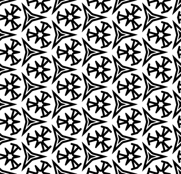 Patrón abstracto sin costuras en blanco y negro Fondo y telón de fondo Diseño ornamental en escala de grises Adornos de mosaico Ilustración gráfica vectorial