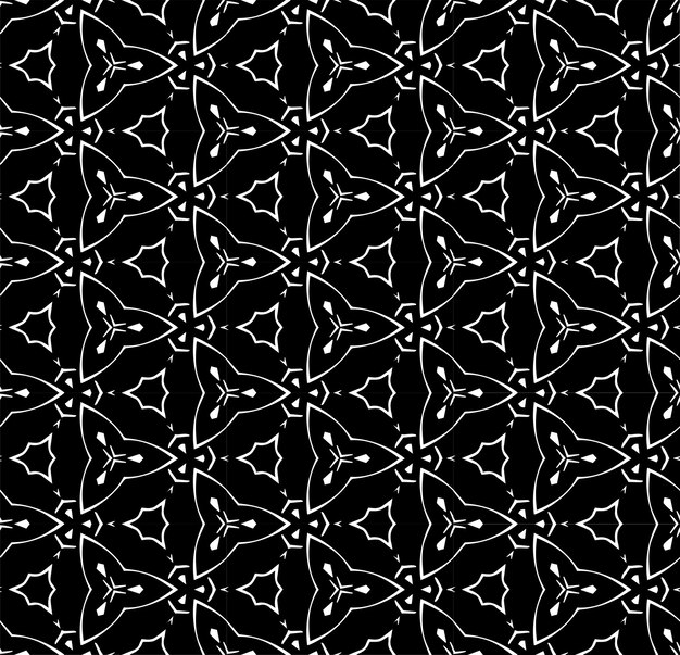 Patrón abstracto sin costuras en blanco y negro fondo y telón de fondo diseño ornamental en escala de grises adornos de mosaico ilustración gráfica vectorial