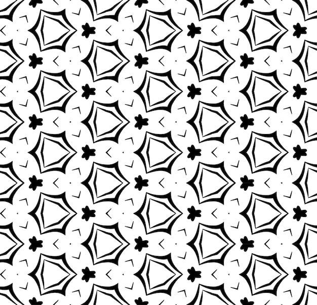 Patrón abstracto sin costuras en blanco y negro Fondo y telón de fondo Diseño ornamental en escala de grises Adornos de mosaico Ilustración gráfica vectorial