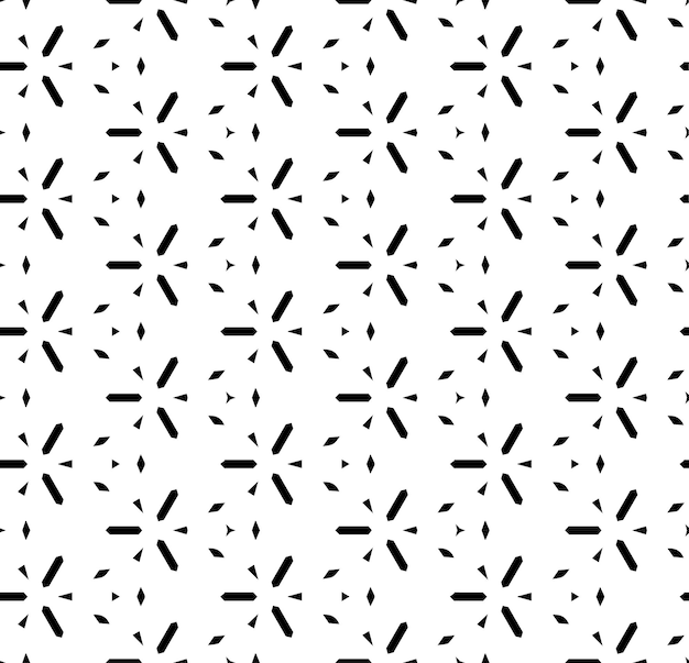 Patrón abstracto sin costuras en blanco y negro Fondo y telón de fondo Diseño ornamental en escala de grises Adornos de mosaico Ilustración gráfica vectorial