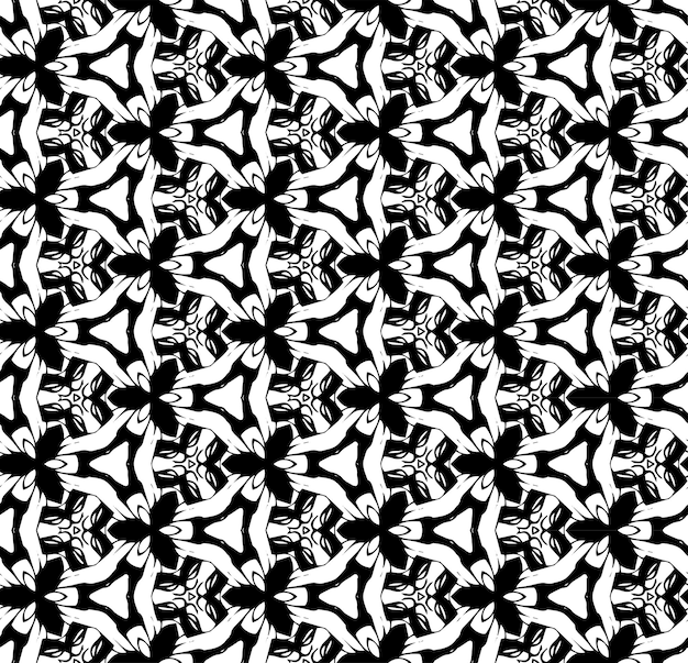 Patrón abstracto sin costuras en blanco y negro Fondo y telón de fondo Diseño ornamental en escala de grises Adornos de mosaico Ilustración gráfica vectorial