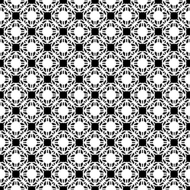 Patrón abstracto sin costuras en blanco y negro Fondo y telón de fondo Diseño ornamental en escala de grises Ornamentos en mosaico Ilustración gráfica vectorial EPS10