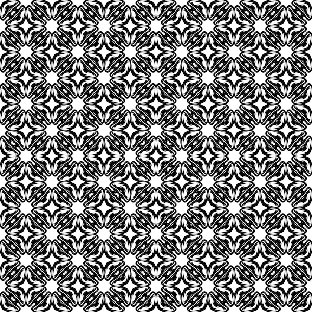 Patrón abstracto sin costuras en blanco y negro Fondo y telón de fondo Diseño ornamental en escala de grises Ornamentos en mosaico Ilustración gráfica vectorial EPS10