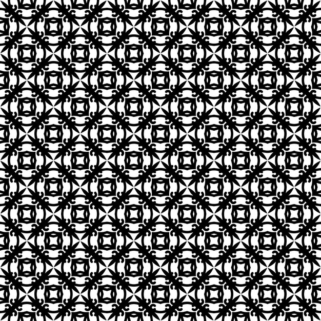 Patrón abstracto sin costuras en blanco y negro Fondo y telón de fondo Diseño ornamental en escala de grises Ornamentos en mosaico Ilustración gráfica vectorial EPS10