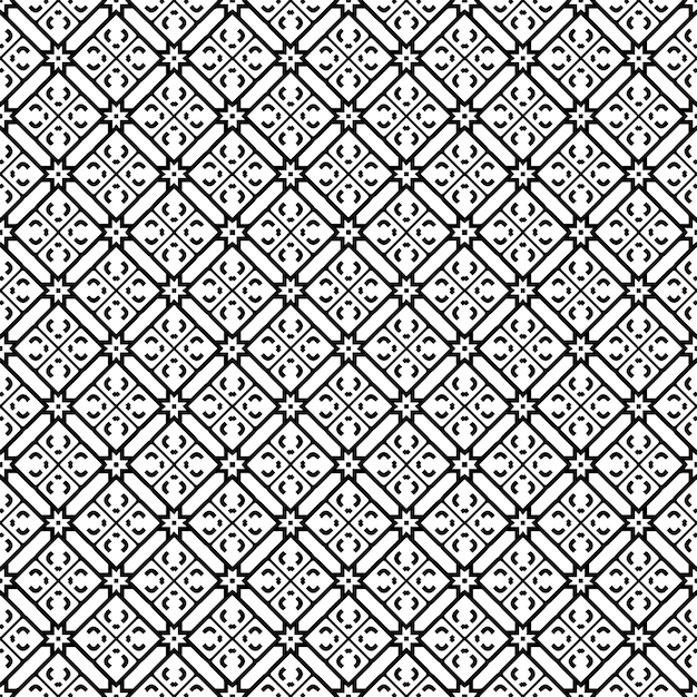 Patrón abstracto sin costuras en blanco y negro Fondo y telón de fondo Diseño ornamental en escala de grises Ornamentos en mosaico Ilustración gráfica vectorial EPS10