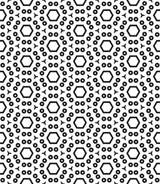 Patrón abstracto sin costuras en blanco y negro Fondo y telón de fondo Diseño ornamental en escala de grises Ornamentos en mosaico Ilustración gráfica vectorial EPS10