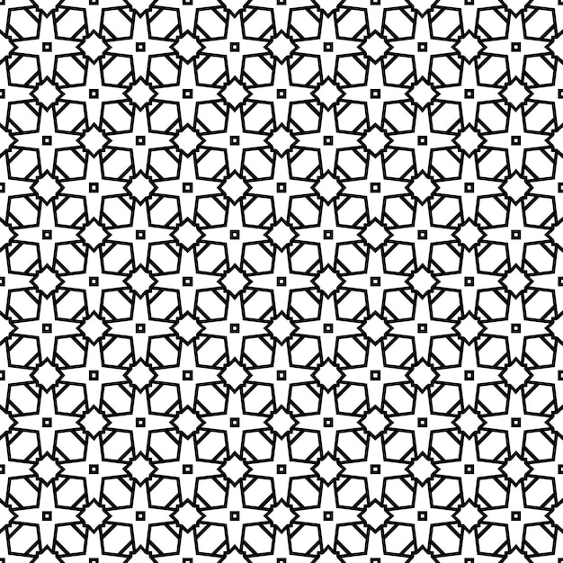 Patrón abstracto sin costuras en blanco y negro Fondo y telón de fondo Diseño ornamental en escala de grises Ornamentos en mosaico Ilustración gráfica vectorial EPS10