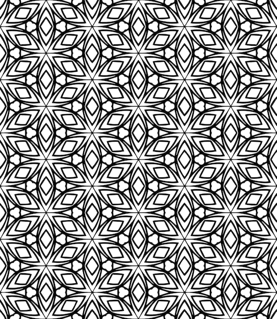 Patrón abstracto sin costuras en blanco y negro Fondo y telón de fondo Diseño ornamental en escala de grises
