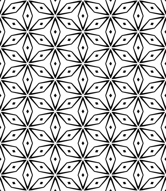 Patrón abstracto sin costuras en blanco y negro Fondo y telón de fondo Diseño ornamental en escala de grises