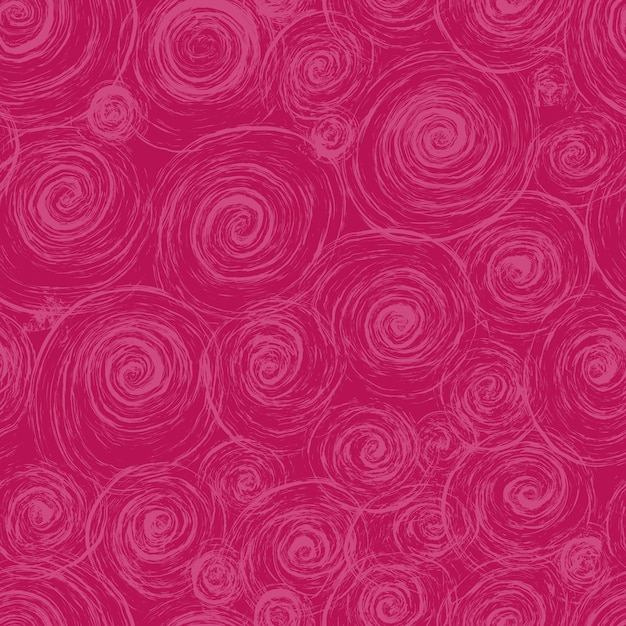 Patrón abstracto sin costuras en espiral dibujado a mano en color magenta viva. Fondo de color de moda 2023