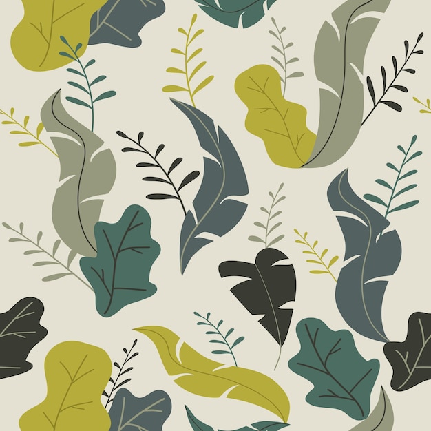 Patrón abstracto sin costuras con hojas Diseño floral abstracto moderno en color oscuro Plantas exóticas de la selva Ilustración para cubierta de papel tela impresa decoración interior textil y otros usuarios
