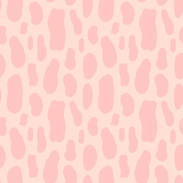 Patrón abstracto sin costuras de manchas rosas sobre fondo rosa brillante de forma ovalada y de diferentes tamaños