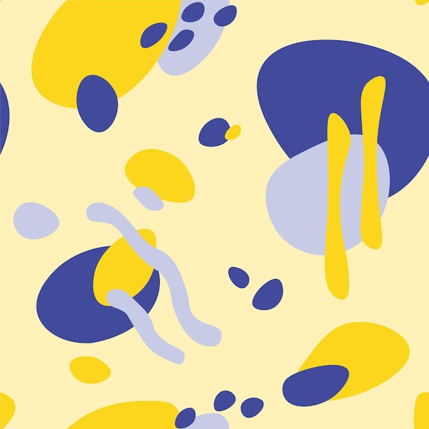 Patrón abstracto sin costuras de moda Amarillo y azul Forma geométrica mínima Vector creativo