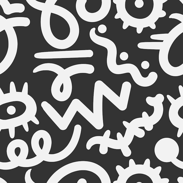 Patrón abstracto sin costuras sobre fondo oscuro Imagen de doodle vectorial Ornamento geométrico gráfico
