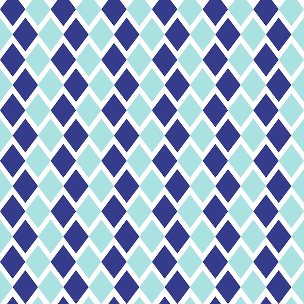 Patrón abstracto sin costuras vectorial con diamantes geométricos azules y turquesas