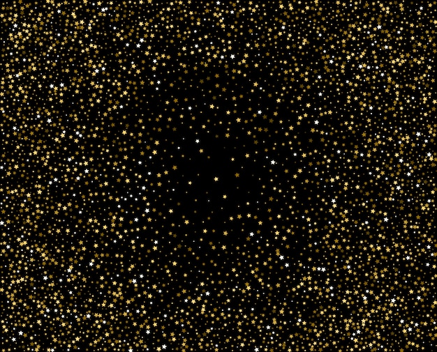 Patrón abstracto de estrellas doradas que caen al azar en negro
