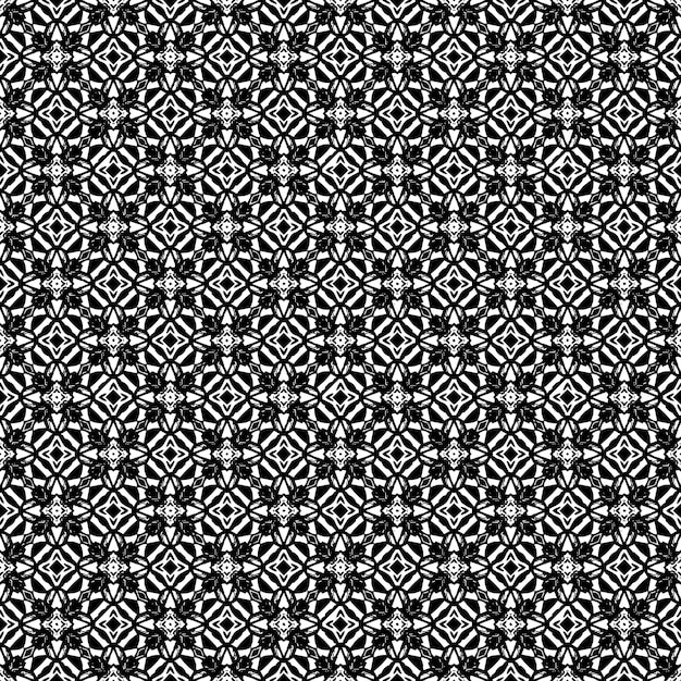 Patrón abstracto sin fisuras en blanco y negro. Fondo y telón de fondo. Diseño ornamental en escala de grises.
