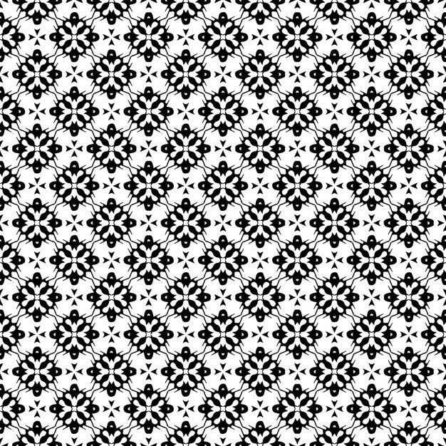 Patrón abstracto sin fisuras en blanco y negro. Fondo y telón de fondo. Diseño ornamental en escala de grises.