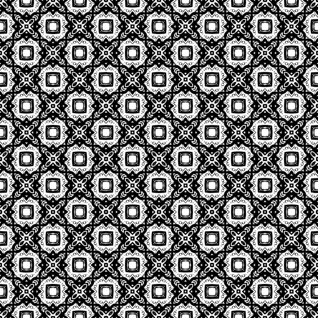 Patrón abstracto sin fisuras en blanco y negro. Fondo y telón de fondo. Diseño ornamental en escala de grises.